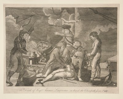 Smrt kapitána Jamese Lawrence na palubě Chesapeake, 1. června 1813 od Ralph Rawdon