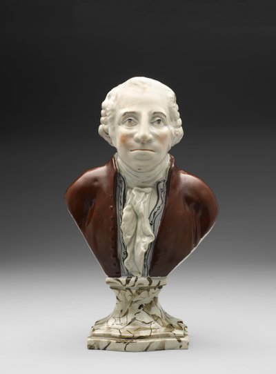Busta George Washingtona, c. 1782-1795 (olověná glazovaná kamenina (perleť) s přeglazovaným smaltem) od Ralph Sr. Wood