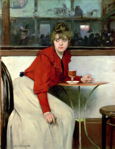 Chica v baru od Ramon Casas i Carbo