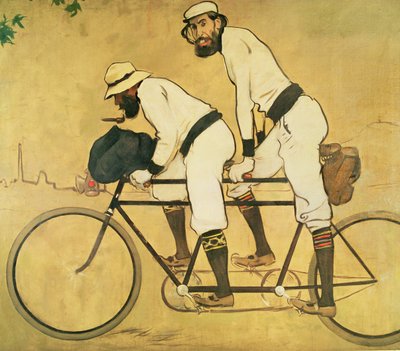 Autoportrét Casas s Pere Romeu na tandemu od Ramon Casas i Carbo
