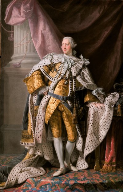 Portrét krále Jiřího III Spojeného království 1738-1820 v jeho korunovačním rouchu, cca 1770 od Ramsay