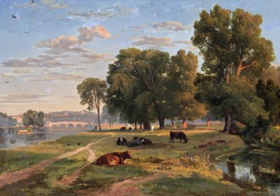 Temže v Richmondu z Middlesex banky, při pohledu na most od Ramsay Richard Reinagle