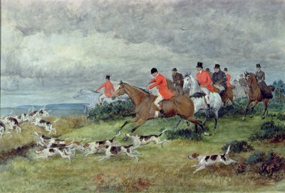 Lov na lišku v Surrey, 19. století (akvarel) od Randolph Caldecott
