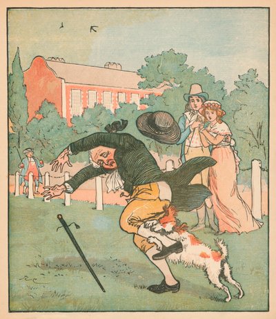 Dobrý muž z Islingtonu pokousaný psem, c1879. od Randolph Caldecott