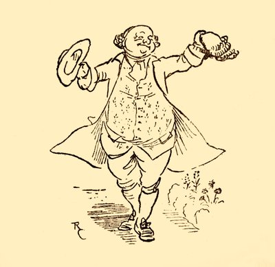 Přítel John Gilpins mu půjčuje paruku a klobouk, 1878, c1918. od Randolph Caldecott