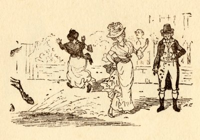 Kůň John Gilpins cáká blátem na ženské šaty, 1878, c1918. od Randolph Caldecott