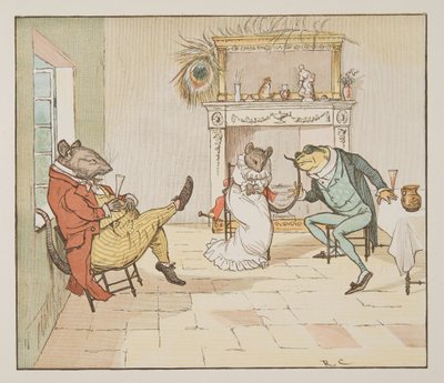 "Modlete se, pane žabáku, dáte nám píseň?", z The Hey Diddle Diddle Picture Book, pub. 1882 (barevná rytina) od Randolph Caldecott