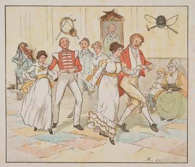 The Soldier and his Bride, from The Hey Diddle Diddle Picture Book, pub. 1882 (barevná rytina) od Randolph Caldecott