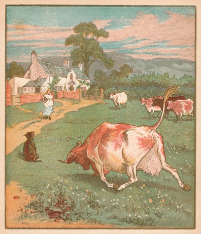 Tohle je kráva se zmačkaným rohem..., c1878. od Randolph Caldecott