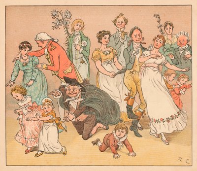 ...a všichni začali hrát hru chyť jak chytni nádobu..., c1885, 1934. od Randolph Caldecott