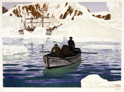 Charcot a posádka Why Pas au Pôle – kresba Dugardier, v „Les belles cruisières francaises““ od Paula Chacka, Librairie de la Revue Française, Paříž od Raoul Du Gardier