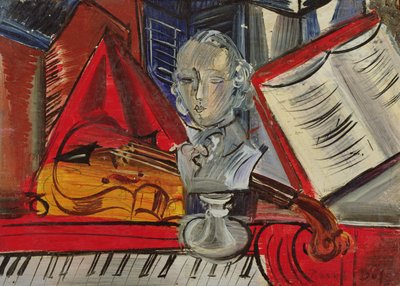 Pocta Mozartovi, asi 1945 (olej na plátně) od Raoul Dufy