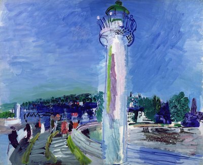 Honfleur, molo a maják, asi 1935 (olej na plátně) od Raoul Dufy