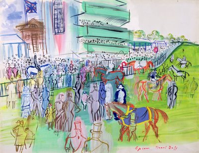 Před tribunou v Epsomu, asi 1937 (akvarel a kvaš na papíře) od Raoul Dufy