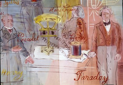 La Fee Electricite, detail: Portréty Jeana Victora Ponceleta, Marca Seguina, Michaela Faradaye. 1937 (obraz) od Raoul Dufy
