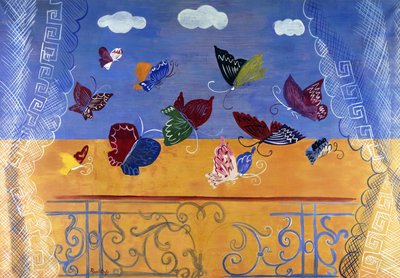 Otevřené okno s motýly od Raoul Dufy