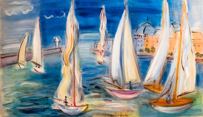 Regata v Deauville, asi 1946 (olej na dřevě) od Raoul Dufy