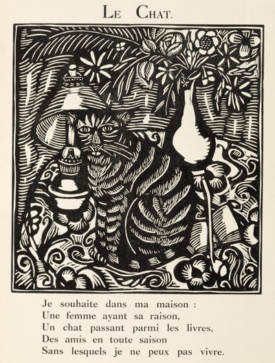 Kočka, ilustrace z knihy "Bestiář aneb Orfeův průvod od Raoul Dufy