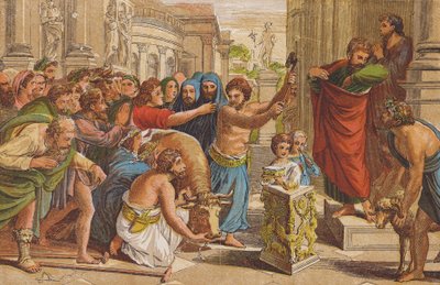 Das Opfer in Lystra von Raphael (1483-1520) (after)