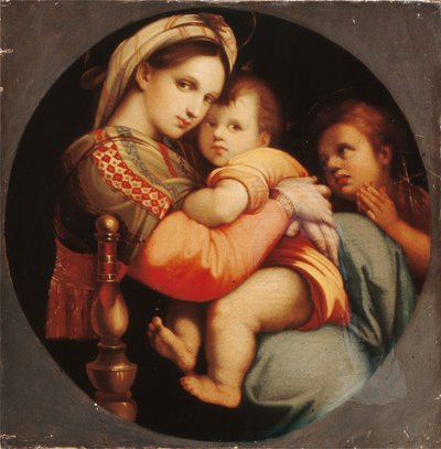 Madona na židli (olej na plátně) od Raphael (1483 1520) (after)