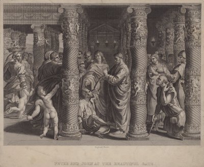 Petr a Jan u krásné brány (rytina) od after Raphael