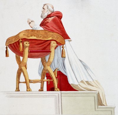 Portrét papeže Julese II v modlitbě. Rytina podle obrazu od Raphaela (Raffaello Sanzio od after Raphael