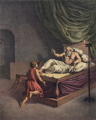 Samuel jde za Eli poté, co uslyšel hlas volající jeho jméno (barva litho) od after Raphael