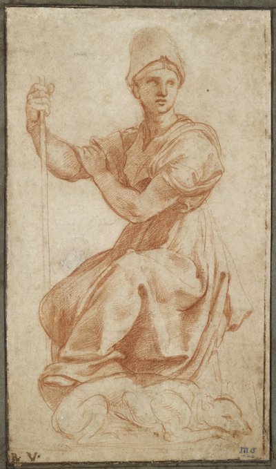 Alegorická ženská postava; Alegorie Fides, WA1956.21 (červená křída) od Raphael
