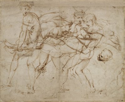 Smrt Adonise (pero a hnědý inkoust na špinavě bílém papíře) od Raphael
