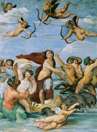 Triumph of Galatea od Raphaela (1483-1520), freska, 295x225 cm, Villa Farnesina, Hall of Galatea, Řím, cca 1511 od Raphael