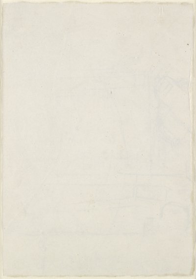 Verso: Mírné architektonické rýhy včetně křížového půdorysu, WA1846.160 (pero a hnědý inkoust přes slepý stylus, nějaké stopy olova nebo křídy) od Raphael