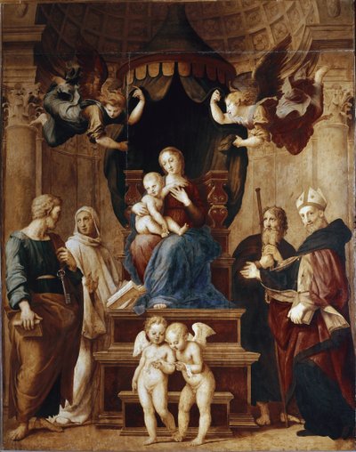 Panna se čtyřmi anděly a čtyřmi (obraz od Raphael