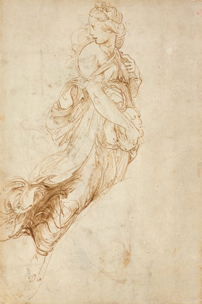 Recto: Studie pro postavu Melpomene, c1500-1520 od Raphael