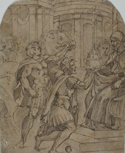 Studie pro císaře Konstantina nabízejícího tiáru papeži Sylvestrovi od Raphael