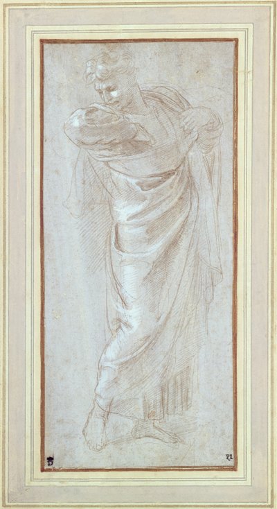 Studie muže pro kreslený gobelín sv. Pavla v Lystře od Raphael