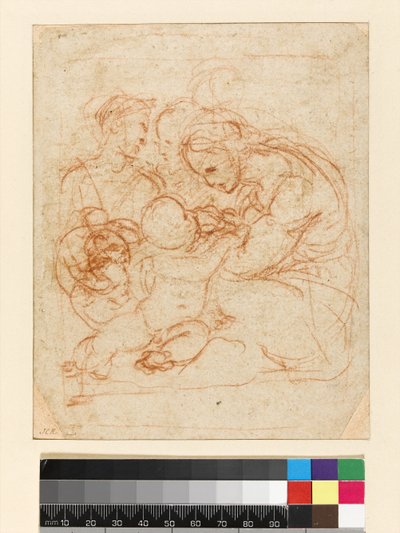 Svatá rodina, cca 1510-12 (křída na papíře) od Raffaello Sanzio Raphael