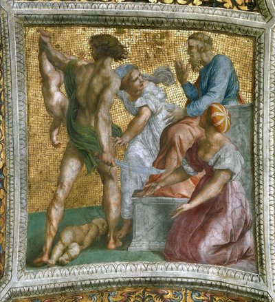 Stropní freska Soudu Solomona ve Stanza della Segnatura, cca 1510-1511. od Raphael