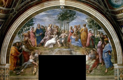 Freska Parnasu ve Stanza della Segnatura, cca 1510-1511. od Raphael