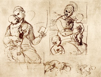 Dvě studie Madonny od Raffaello Sanzio Raphael