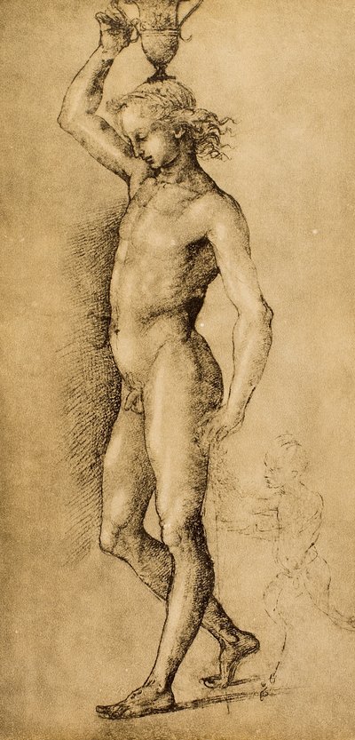 Bacchus známý jako lIdolino, kresba od Raphaela. Gabinetto dei Disegni e Stampe, Galerie Uffizi, Florencie od Raffaello Sanzio Raphael