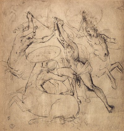Herkules zabije kentaura; kresba od Raphaela. Gabinetto dei Disegni e delle Stampe, Galerie Uffizi, Florencie od Raffaello Sanzio Raphael