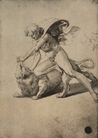 Samson bojuje se lvem; kresba od Raphaela. Gallerie dellAccademia, Benátky od Raffaello Sanzio Raphael