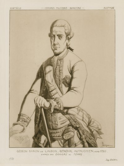 Baron Gideon von Laudon, rakouský generál, cca 1790 od Raphael Jacquemin