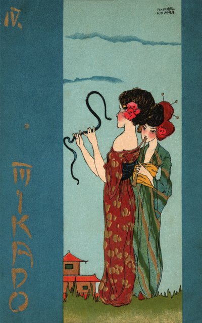 Gejši, kolem roku 1900 (ilustrace) od Raphael Kirchner