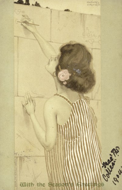 Dívka píše na zeď od Raphael Kirchner