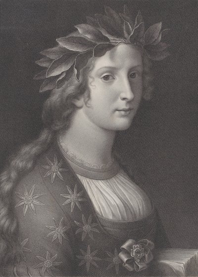 Poezie, žena s vavřínovou korunou, 1827 od Raphael Morghen