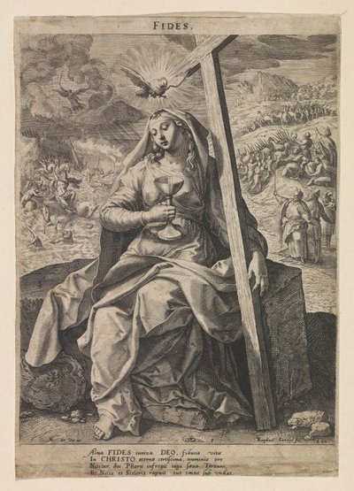Věřte Fides (název na objektu) Šest křesťanských ctností (název série) od Raphaël Sadeler (I)
