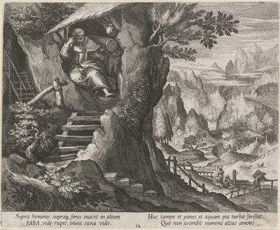 Svatý Sabas jako poustevník Hermits (název série) Oraculum Anachoreticum (název série) od Raphaël Sadeler (I)