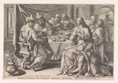 Marie Magdalena myje Kristovy nohy od Raphaël Sadeler (I)