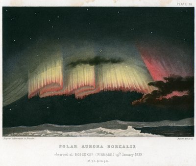 Aurora Borealis nebo Northern Lights, opona z roku 1839. [1872] od Rapine
